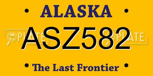 ASZ582 Alaska License Plate