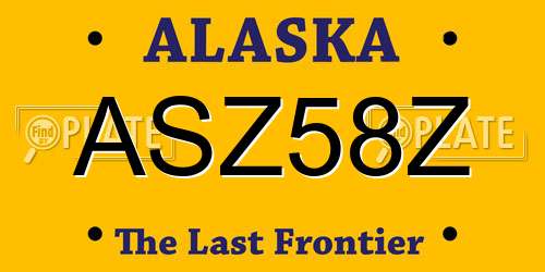 ASZ58Z Alaska License Plate