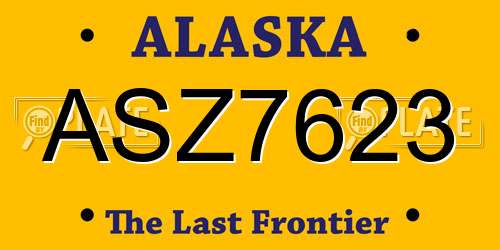 ASZ7623 Alaska License Plate