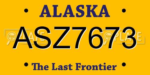 ASZ7673 Alaska License Plate