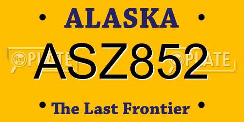 ASZ852 Alaska License Plate