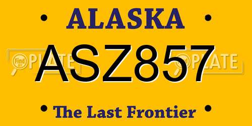 ASZ857 Alaska License Plate