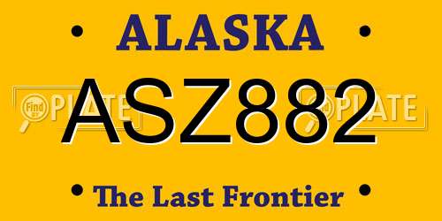 ASZ882 Alaska License Plate