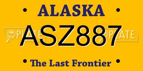 ASZ887 Alaska License Plate