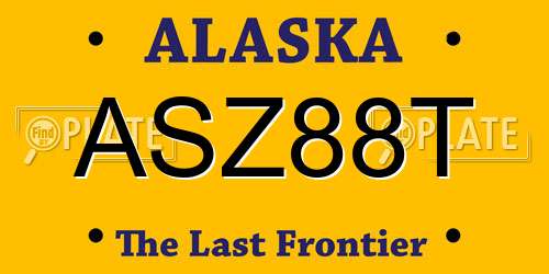 ASZ88T Alaska License Plate