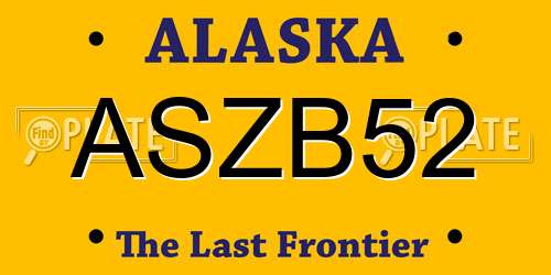 ASZB52 Alaska License Plate