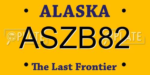 ASZB82 Alaska License Plate