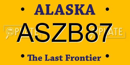 ASZB87 Alaska License Plate