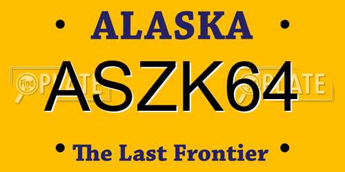 ASZK64 Alaska License Plate