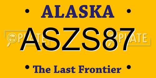 ASZS87 Alaska License Plate