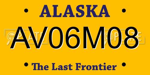 AV06M08 Alaska License Plate