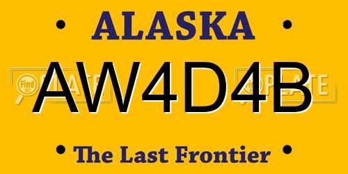 AW4D4B Alaska License Plate