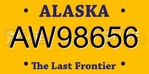 AW98656 Alaska License Plate