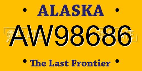 AW98686 Alaska License Plate