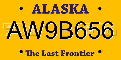 AW9B656 Alaska License Plate