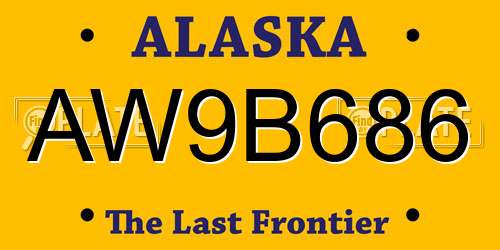 AW9B686 Alaska License Plate