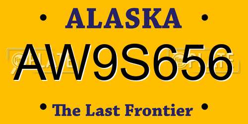 AW9S656 Alaska License Plate