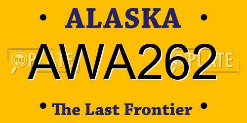 AWA262 Alaska License Plate