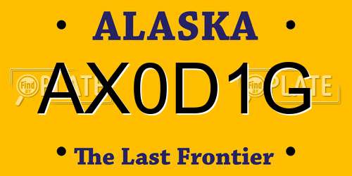 AX0D1G Alaska License Plate