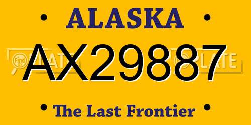 AX29887 Alaska License Plate