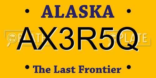AX3R5Q Alaska License Plate