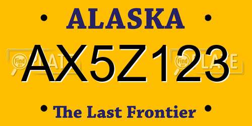 AX5Z123 Alaska License Plate