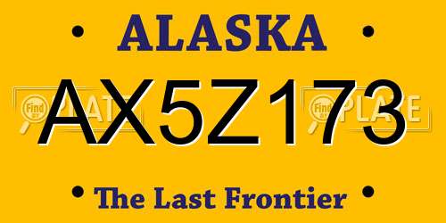 AX5Z173 Alaska License Plate