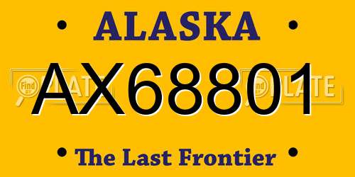 AX68801 Alaska License Plate