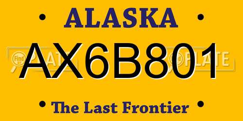 AX6B801 Alaska License Plate