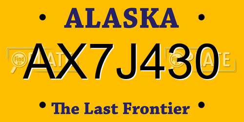 AX7J430 Alaska License Plate