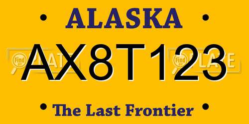 AX8T123 Alaska License Plate