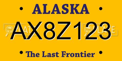 AX8Z123 Alaska License Plate