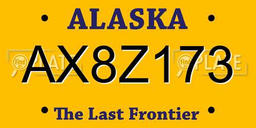 AX8Z173 Alaska License Plate