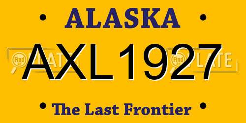 AXL1927 Alaska License Plate
