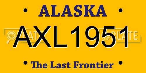 AXL1951 Alaska License Plate