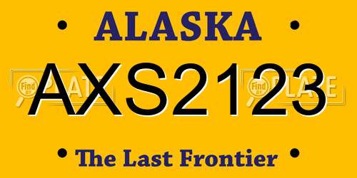 AXS2123 Alaska License Plate