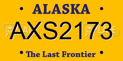 AXS2173 Alaska License Plate