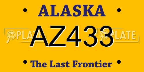 AZ433 Alaska License Plate