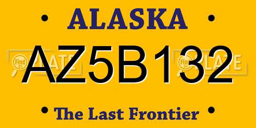 AZ5B132 Alaska License Plate