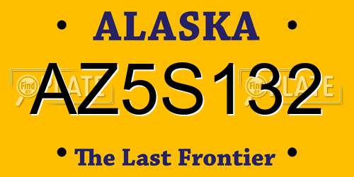 AZ5S132 Alaska License Plate