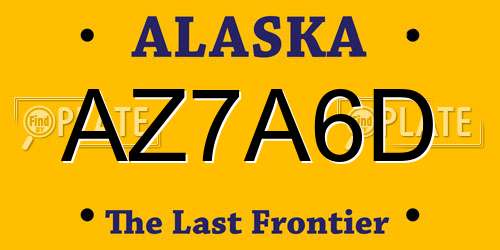 AZ7A6D Alaska License Plate