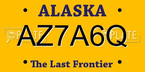 AZ7A6Q Alaska License Plate