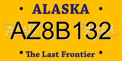 AZ8B132 Alaska License Plate