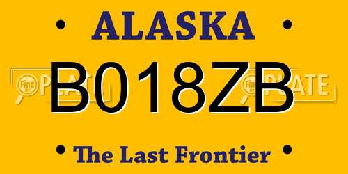 B018ZB Alaska License Plate