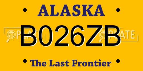 B026ZB Alaska License Plate