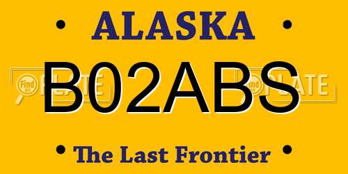 B02ABS Alaska License Plate