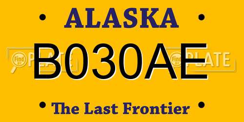 B030AE Alaska License Plate