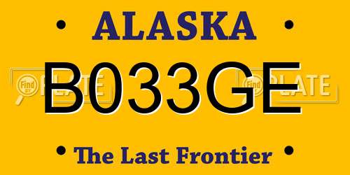 B033GE Alaska License Plate