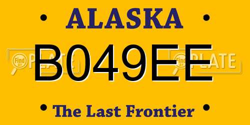 B049EE Alaska License Plate