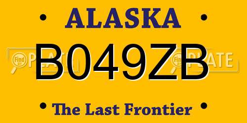 B049ZB Alaska License Plate
